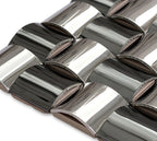 3D Stainless Steel Metal Mosaic Tile Polished Silver / Bronze Curved Square Wall Tile