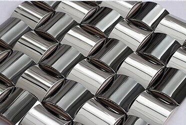 3D Stainless Steel Metal Mosaic Tile Polished Silver / Bronze Curved Square Wall Tile