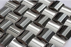 3D Stainless Steel Metal Mosaic Tile Polished Silver / Bronze Curved Square Wall Tile
