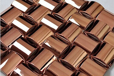 3D Stainless Steel Metal Mosaic Tile Polished Silver / Bronze Curved Square Wall Tile