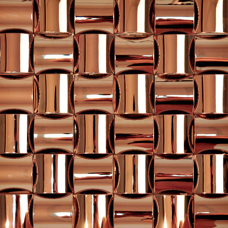 3D Stainless Steel Metal Mosaic Tile Polished Silver / Bronze Curved Square Wall Tile