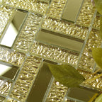 Gold Glass Mirror Mosaic Tile Metallic Linear Backsplash & Accent Wall Tile