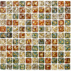 Carreaux de mosaïque en céramique émaillée multicolore rustique, tons terreux mélangés, format carré, pour crédence
