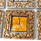 Antique Gold Framed Glass Mosaic Tile Window Pattern Luxury Metallic Square Wall Tile