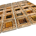 Antique Gold Framed Glass Mosaic Tile Window Pattern Luxury Metallic Square Wall Tile