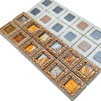 Antique Gold Framed Glass Mosaic Tile Window Pattern Luxury Metallic Square Wall Tile