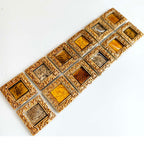 Antique Gold Framed Glass Mosaic Tile Window Pattern Luxury Metallic Square Wall Tile