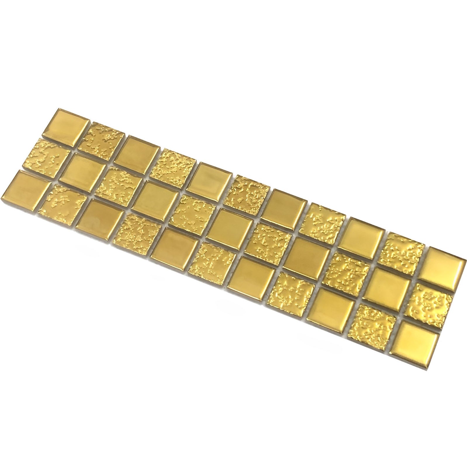 Gold / Silver Ceramic Mosaic Tile Glossy Textured Square Accent Wall & Backsplash
