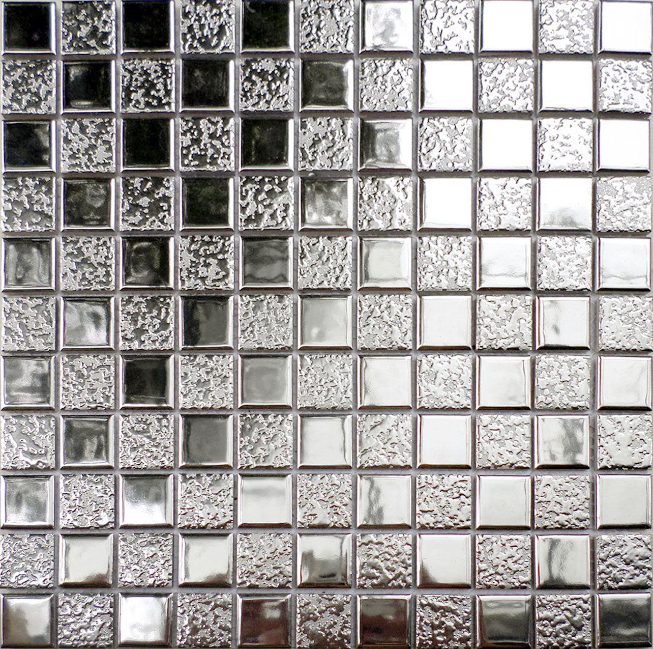 Gold / Silver Ceramic Mosaic Tile Glossy Textured Square Accent Wall & Backsplash