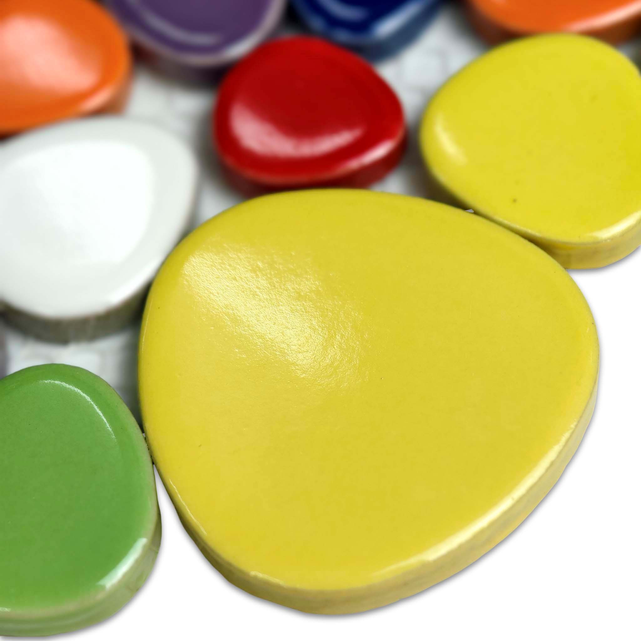 Multicolor Ceramic Pebble Mosaic Tile Polished River Stone-Look for Wall & Backsplash