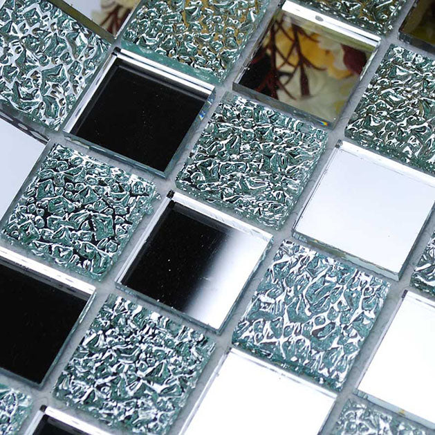 Gold / Silver Mirror Glass Mosaic Tile Luxury Textured Metallic Backsplash Accent Wall Decor