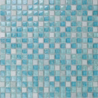 Blue & Aqua Glass Mosaic Tile Small Square Ocean-Inspired Backsplash Tile
