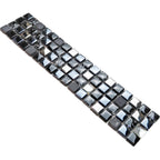 Black Glass & Stone Mosaic Tile Modern Mixed Finish Square Backsplash & Accent Wall