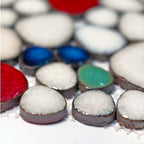 Elfenbein & Mehrfarbig Keramik Kiesel Mosaik Fliesen Stein-Optik Verzahnter Rückwand Bad