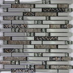 Glass Metal Linear Mosaic Tile Decorative Mixed Texture Backsplash & Wall Tile