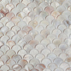Perlmutt-Muschel Fischschuppen Mosaikfliesen Schillerndes Fächermuster für Wand & Spritzschutz