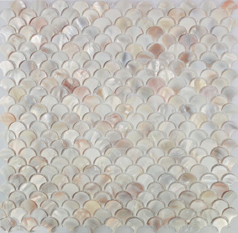 Mother of Pearl Seashell Fish Scale Mosaic Tile Iridescent Fan Pattern ...