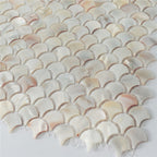 Perlmutt-Muschel Fischschuppen Mosaikfliesen Schillerndes Fächermuster für Wand & Spritzschutz