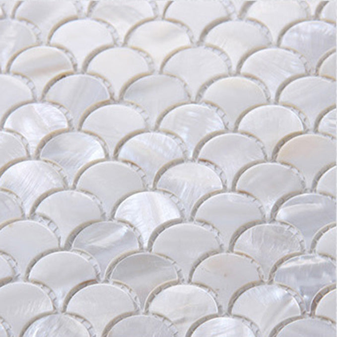 Perlmutt-Muschel Fischschuppen Mosaikfliesen Schillerndes Fächermuster für Wand & Spritzschutz