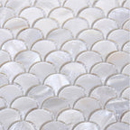 Perlmutt-Muschel Fischschuppen Mosaikfliesen Schillerndes Fächermuster für Wand & Spritzschutz