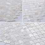 Perlmutt-Muschel Fischschuppen Mosaikfliesen Schillerndes Fächermuster für Wand & Spritzschutz