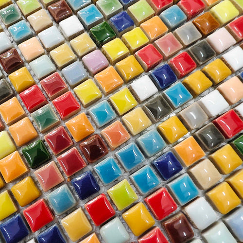 Vibrant Multicolor Ceramic Mosaic Hand-Glazed Square Pattern Wall and Floor Tile