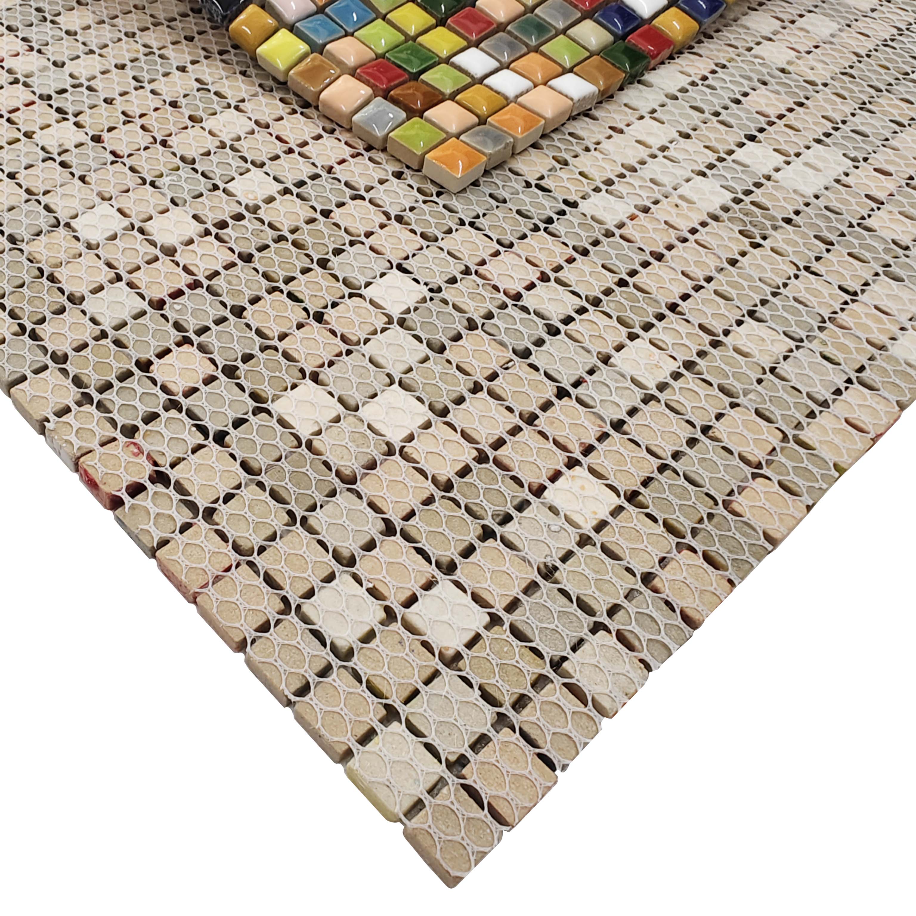 Vibrant Multicolor Ceramic Mosaic Hand-Glazed Square Pattern Wall and Floor Tile