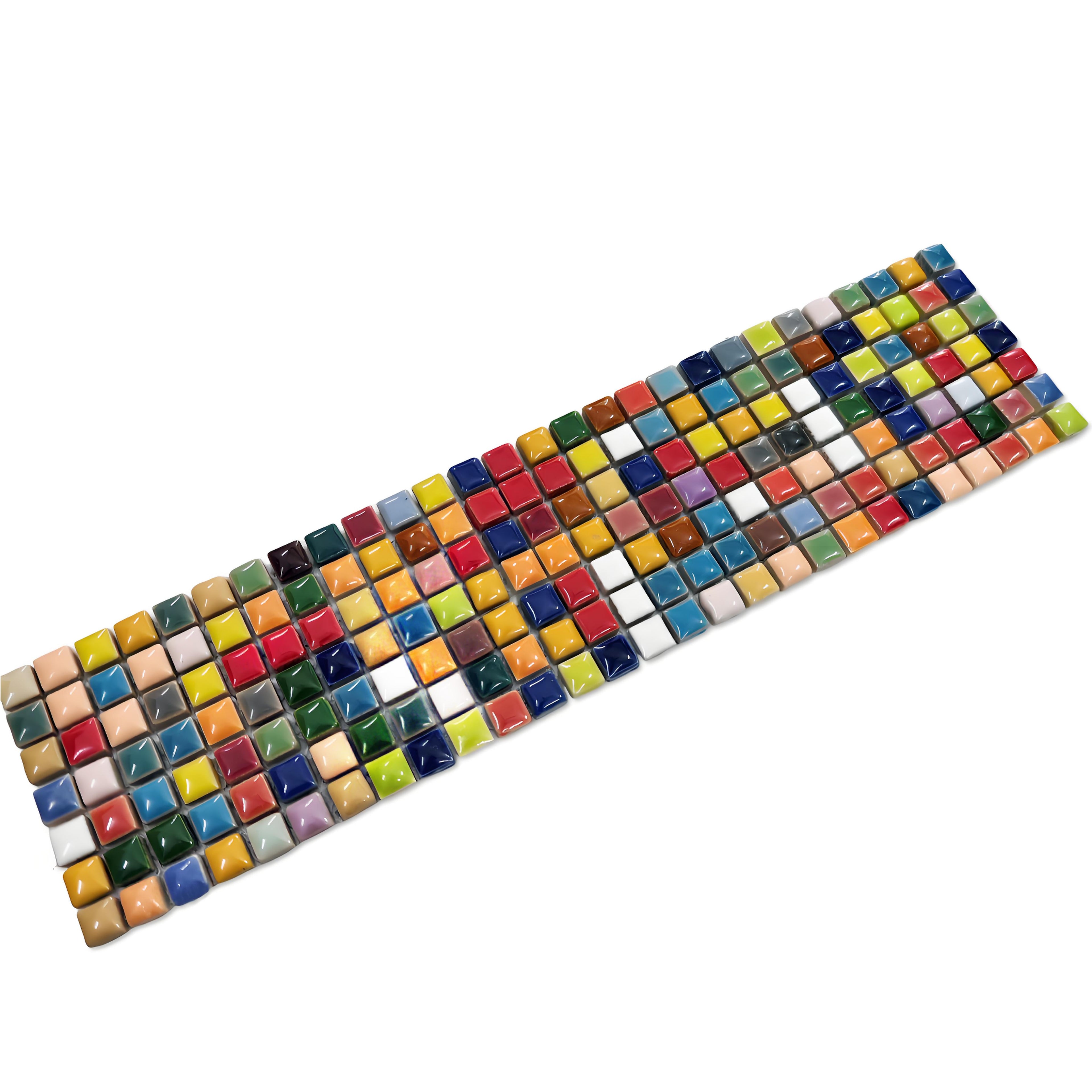 Vibrant Multicolor Ceramic Mosaic Hand-Glazed Square Pattern Wall and Floor Tile