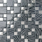 Silver Wave Glass Mosaic Tile Modern Geometric Pattern with Metallic Accents Backsplash