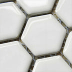 Carrelage mural et de sol en mosaïque céramique hexagonale blanc classique, finition mate, motif nid d'abeille