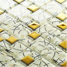 Glass mirror mosaic tile sheets gold mosaic bathroom shower wall tiles  design