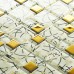 white crystal glass mosaic tile hand painted gold plated tile wall backsplashes decorative kitchen wall tiles SBLT106 