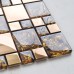 Gold stainless steel & glass blend mosaic tile sheet crystal glass patterns metal backsplash wall tiles bar table top decor  MGT1941