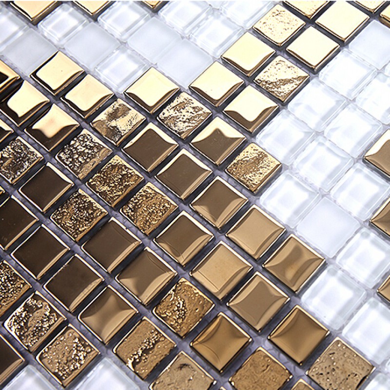Gold And Cream Plating Gl Mosaic Tile Murals Frosted Crystal Gold And Cream Plating Gl Mosaic Tile Murals Frosted Crystal Collages Backsplash Puzzle Wall Stickers Decor