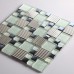 Glass mix Metal Mosaic Tile patterns Metallic Bathroom Wall Tiles Crystal Backsplash sheets Stainless Steel Glass designs 633