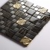 Glass mix Metal Mosaic Tile patterns Metallic Bathroom Wall Tiles black Crystal Backsplash sheets Stainless Steel designs 636