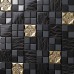 Glass mix Metal Mosaic Tile patterns Metallic Bathroom Wall Tiles black Crystal Backsplash sheets Stainless Steel designs 636