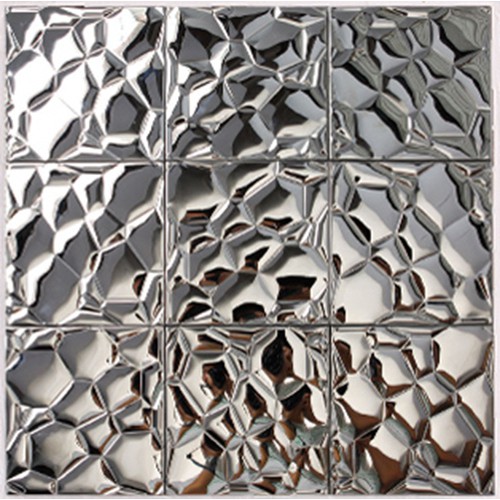 Metallic Mosaic Tile silver Stainless Steel Tile patterns Kitchen Backsplash Wall brick Tiles Metal mirror Mosaics designs 6707