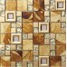 Gold Glass Metal Backsplash Tile Leaf Pattern Bathroom Wall & Floor Tiles