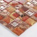 Red Crystal Glass Mosaice Tile Leaf Patterns Rose Gold Stainless Steel Metal Wall Backspalsh