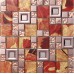 Red Crystal Glass Mosaice Tile Leaf Patterns Rose Gold Stainless Steel Metal Wall Backspalsh