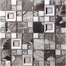 gray crystal glass mosaice tile coating metal tile silver 304 stainless steel wall backspalshes