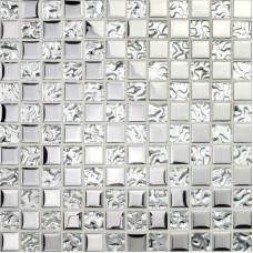 Silver glass mosaic tile backsplash ideas bathroom shower wall and floor tiles