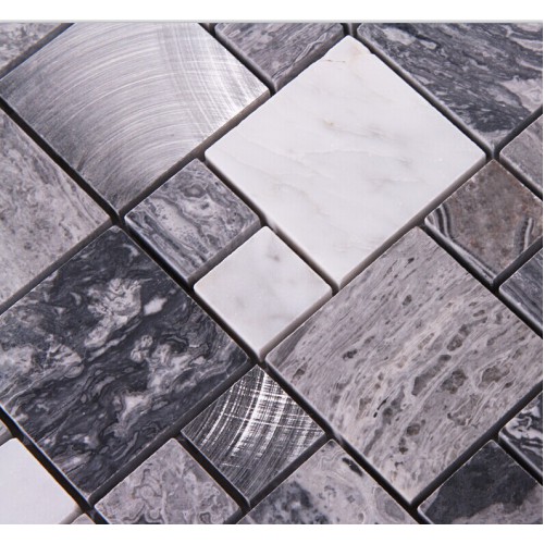 Stone Mosaic Tiles Brushed Stainless Steel Backsplash Kitchen Metal Stone Mosaic Tiles Brushed Stainless Steel Backsplash Kitchen Metal Wall Art Marble Floor Tile Metallic