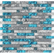 Blue glass stone mosaic wall tiles gray marble tile kitchen backsplash ideas bathroom tile flooring SGT008