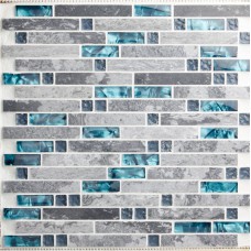 Blue glass stone mosaic wall tiles gray marble tile kitchen backsplash bathroom tile
