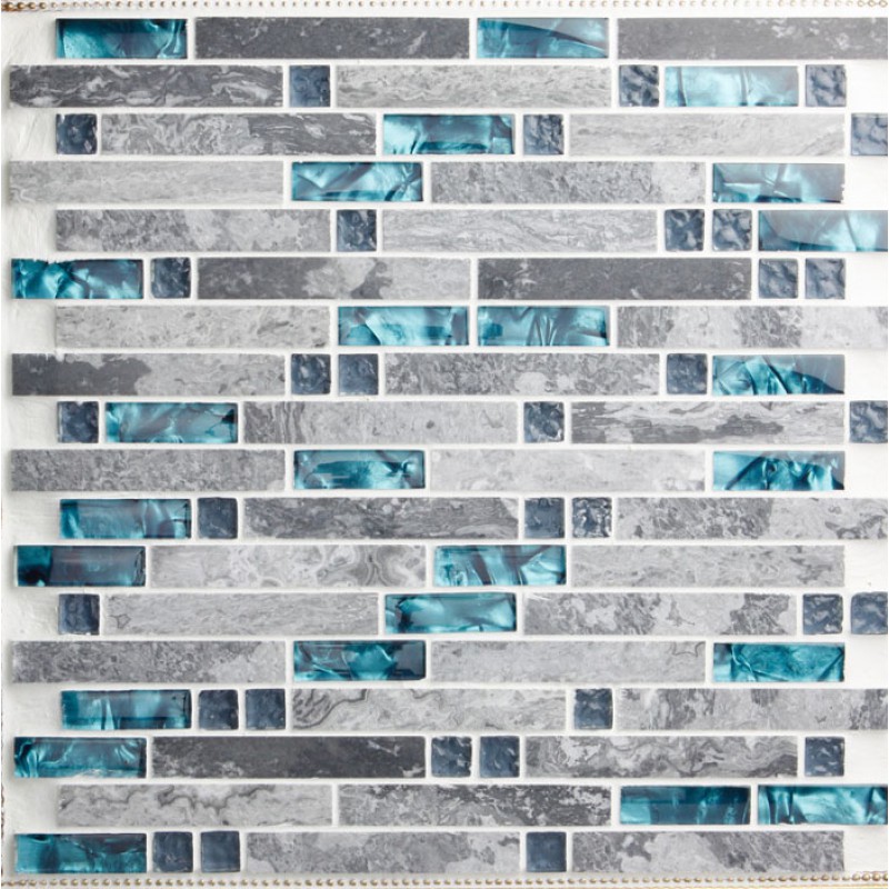 Gl And Stone Blend Mosaic Wall Tile Backsplash Blue Wave Marble Bule Gl And Grey Stone Blend Mosaic Wall Tile Backsplash Blue Wave Marble Striped Art