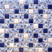 Blue and white porcelain tile kitchen backsplashes square glazed ceramic mosaic bathroom wall tiles BWT33