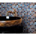 Glossy glass tile backsplash bathroom mosaic sheets brown and blue crystal glass wall tiles