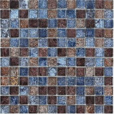 Glossy glass tile backsplash bathroom mosaic sheets brown and blue crystal glass wall tiles